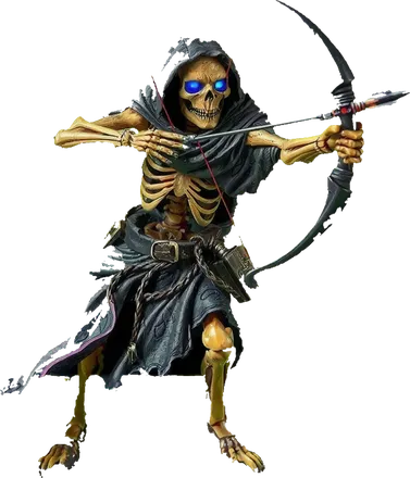 Skeleton archer drawing a bow
